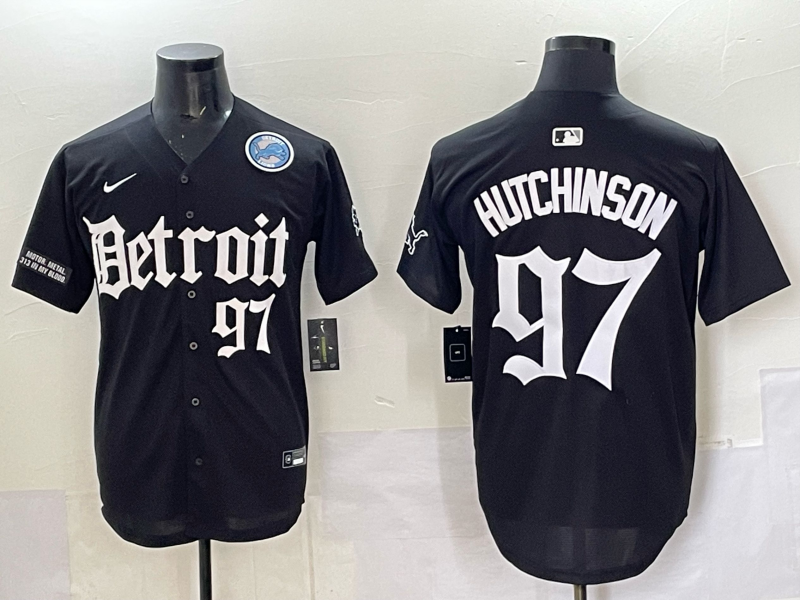 Men 2025 Detroit Lions #97 Hutchinson Black NFL jersey 006->detroit lions->NFL Jersey